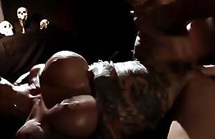Assfucked goth babe drilled in group scene