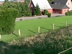 European girl having outdoor sex on a bench