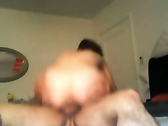 Pale lady with big bum was topping my friend's fat dick like a mad one