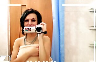 Cute Hippie gentle fingering in bathroom